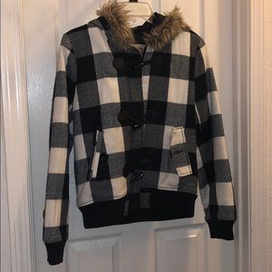 Black and White Checkered Coat